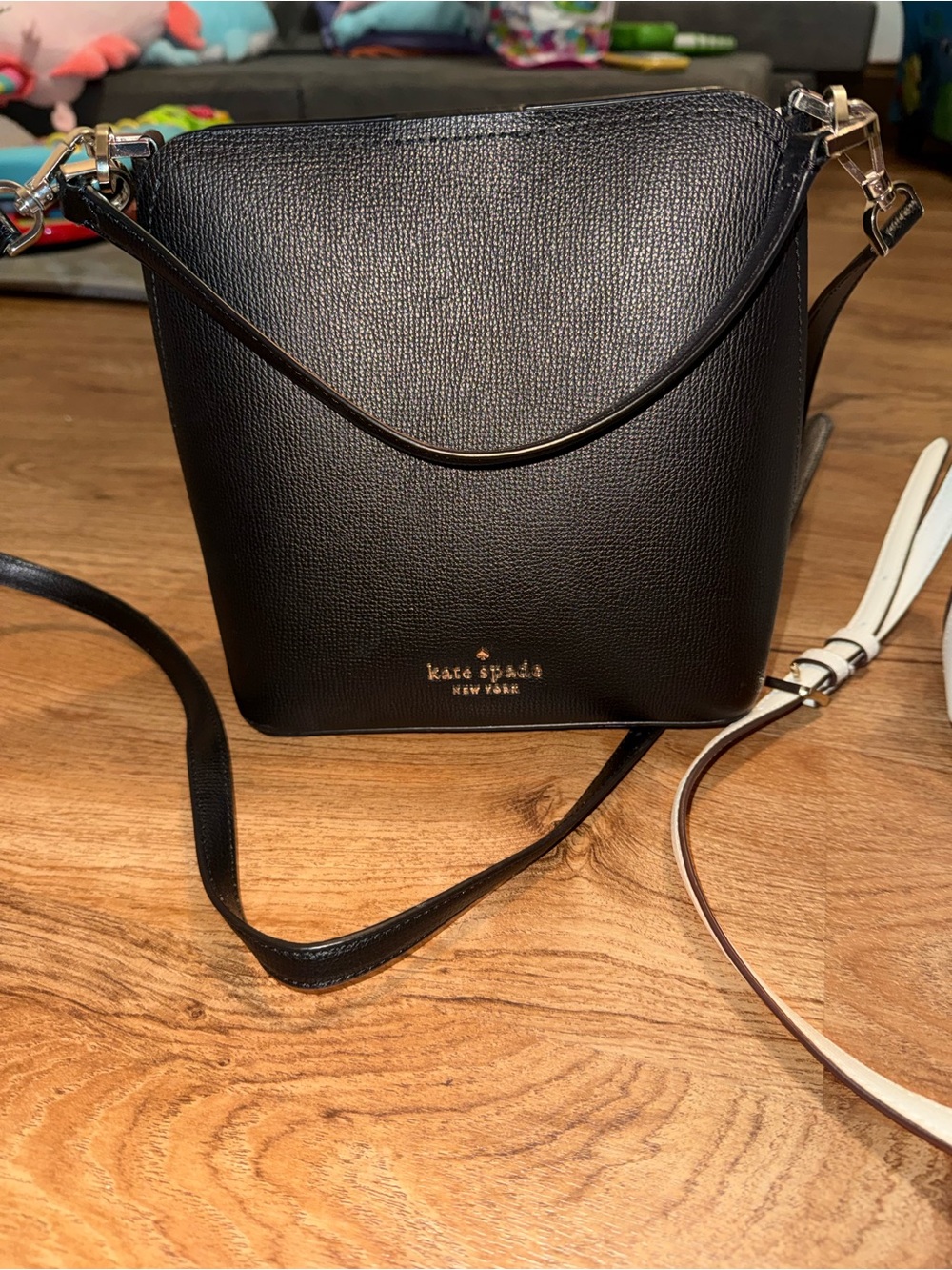 kate spade Black Leather Bucket Crossbody Bag
